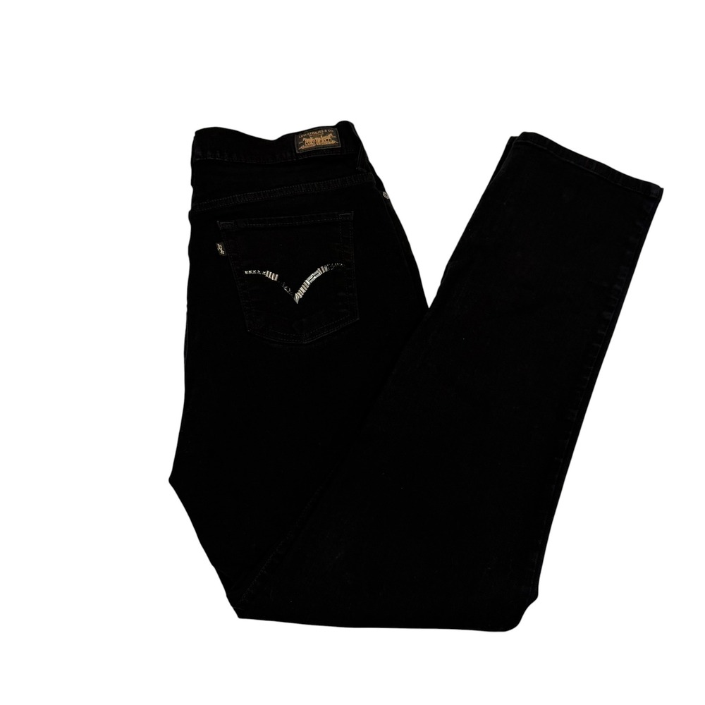 Levi's 512 Perfectly Slimming Skinny Jeans Black Denim Womens‎ Size 12 Beaded